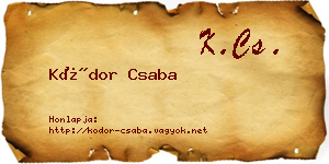 Kódor Csaba névjegykártya
